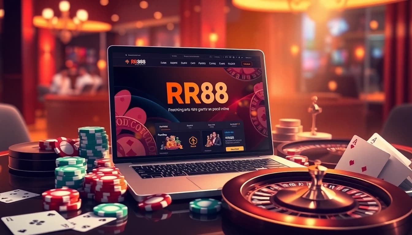 Engage with the vibrant online gambling world at https://rr88.auction/ with interactive casino elements and poker chips.