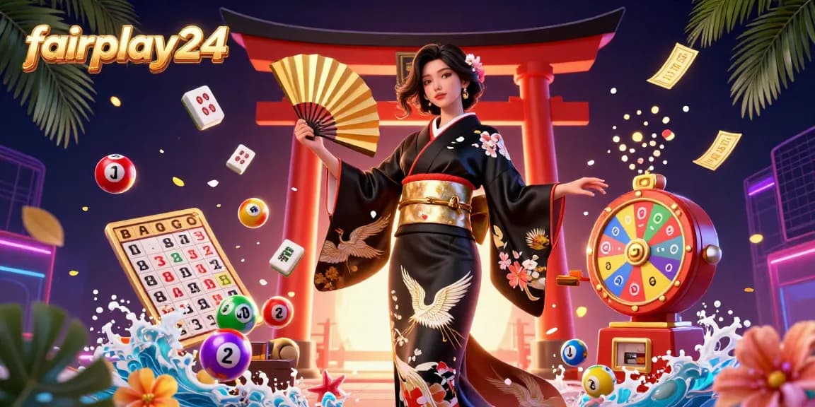 Fairplay24 empowers players with a dynamic gambling experience, featuring a vibrant 3D casino scene.