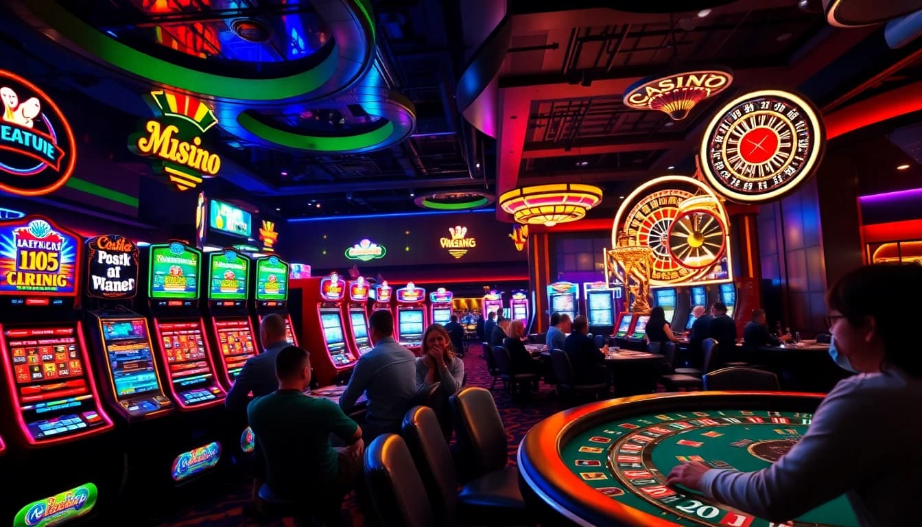 Experience the excitement of y3娛樂 with dazzling slot machines and engaged players at a lively casino.