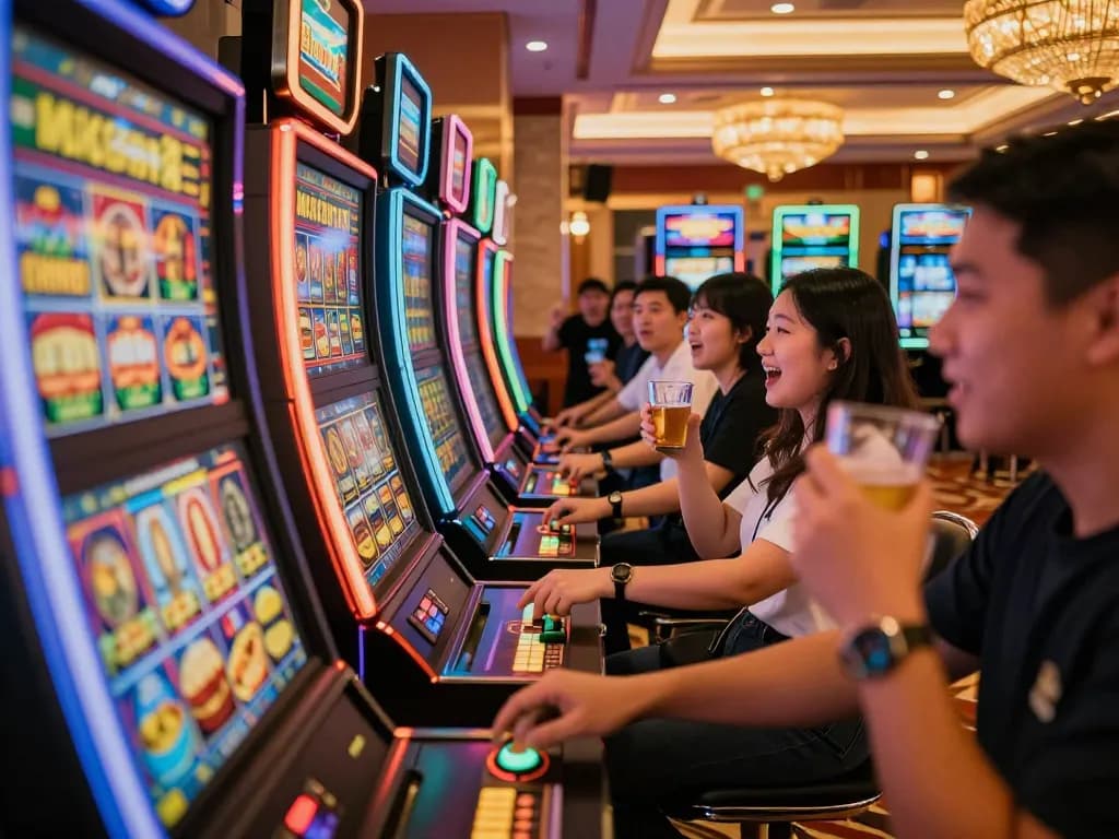 Engage with luck8 at colorful slot machines as players thrill at their next spin