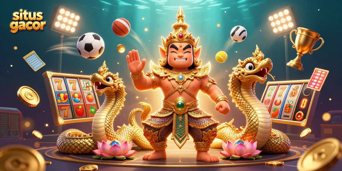 Experience the excitement of situs gacor with vibrant slot reels and guardian characters in action.