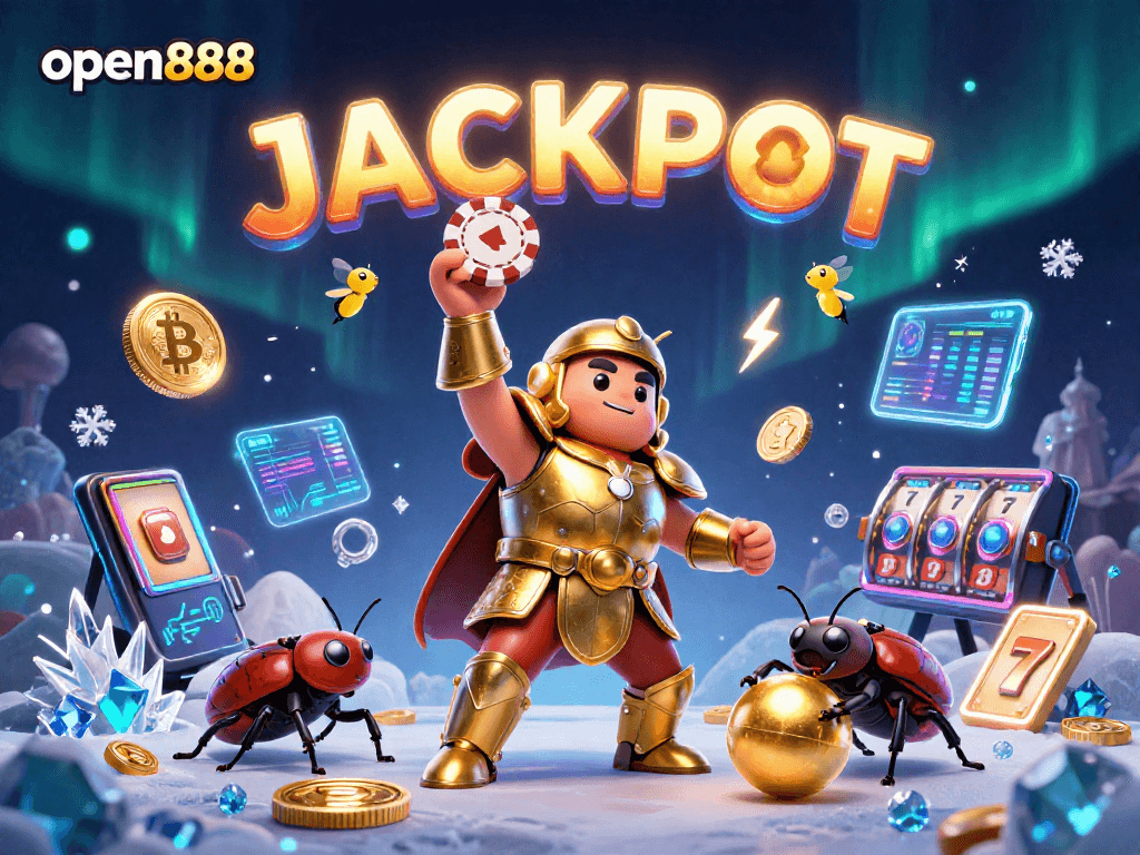 Engage with the interactive experience at open888, where the herculean beetle celebrates a big win amidst vibrant gaming elements.