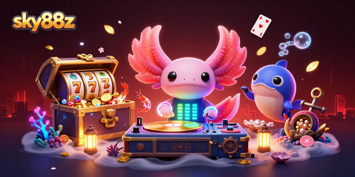 Spin reels and win treasures with sky88z in a vibrant underwater casino scene.