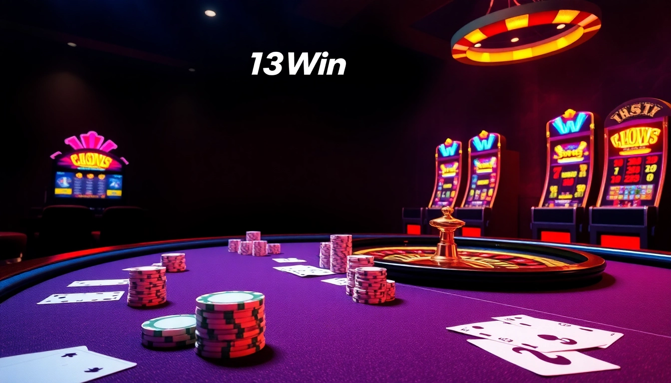 Play poker at 13Win with vibrant casino elements and an exciting atmosphere.