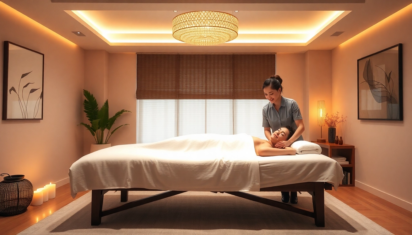 Relaxing 수원출장마사지 session with a professional therapist in a serene, upscale environment.
