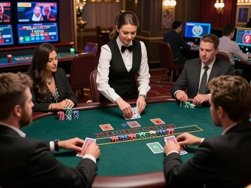 Players engage with cm88 live dealer blackjack, showcasing dealer interaction and high stakes betting.