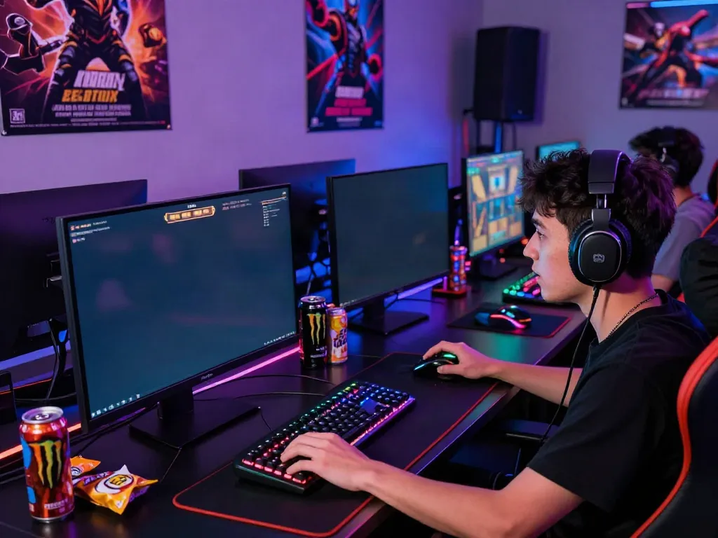 A dynamic gaming moment with a focused player engaging in an akunjp online slot game.