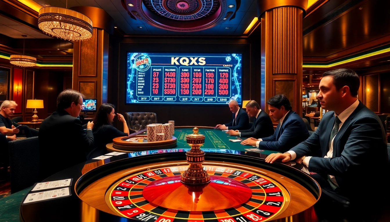 Win big with KQXS results at an exciting roulette table in a luxurious casino setting.