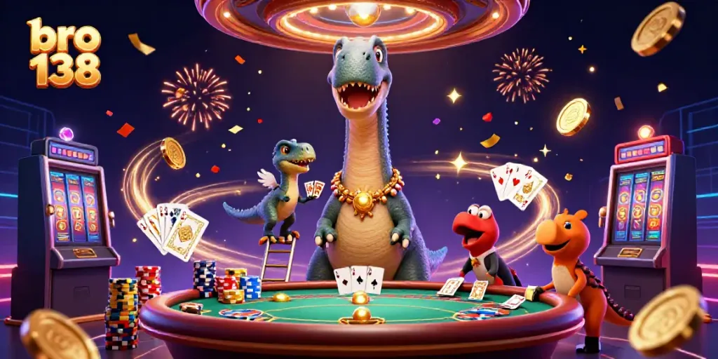 Experience thrilling gameplay at bro 138 with a vibrant casino scene featuring festive elements.