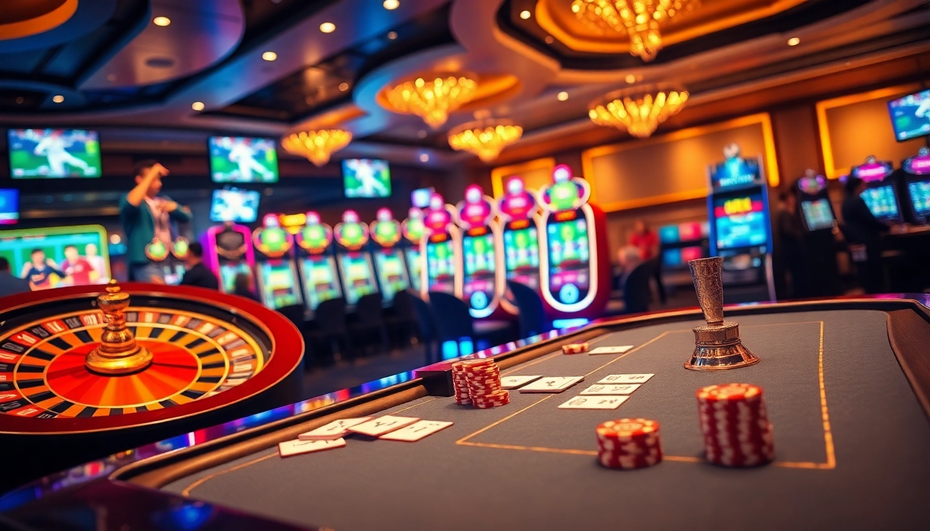 Experience thrilling gambling with luongsontv in a luxurious casino setting featuring poker and roulette.