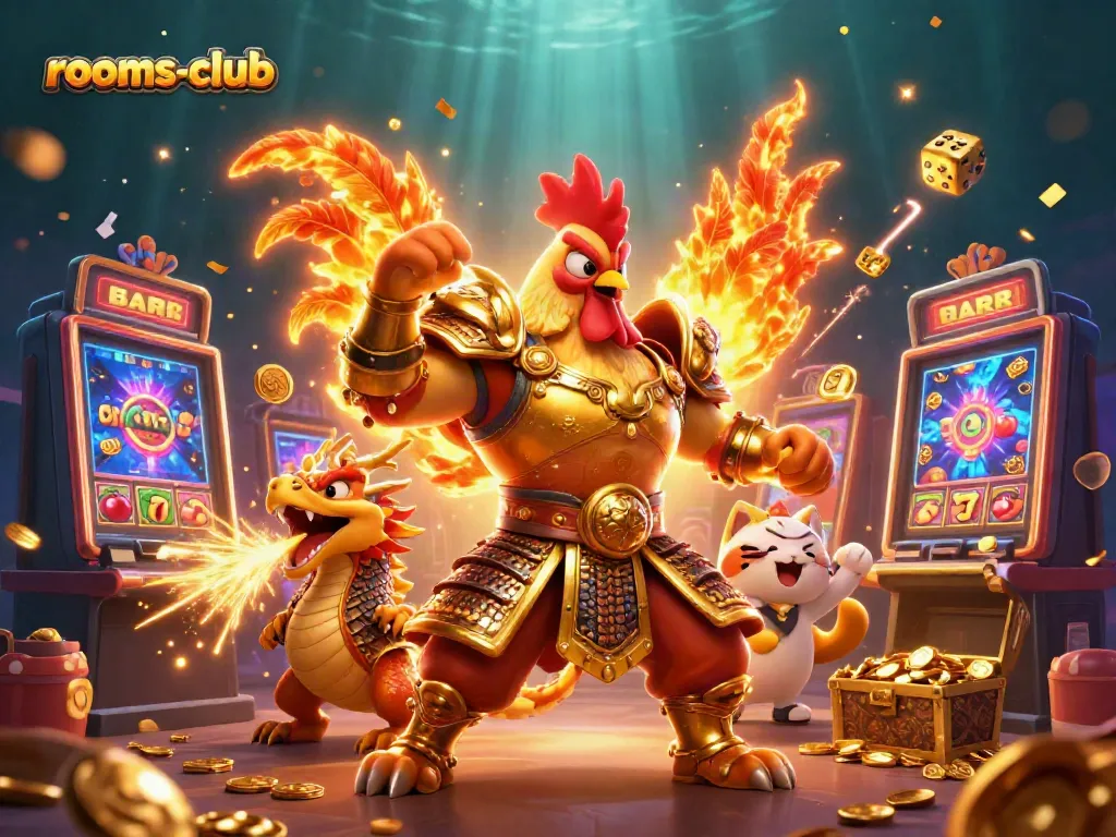 Kalahkan peluang dengan jackpot di platform rooms-club, ditampilkan dalam ilustrasi 3D yang megah.
