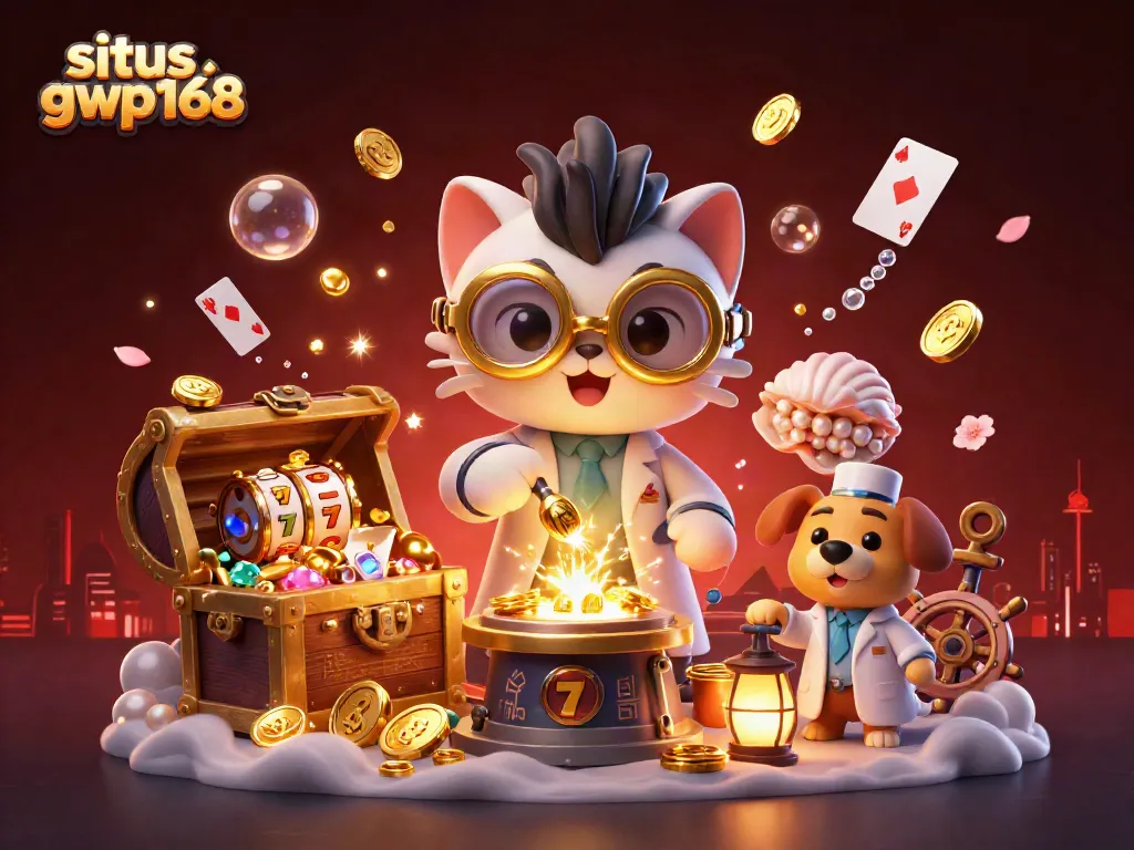 Permainan slot gacor di situs gwp168 dengan karakter kucing ilmuwan menciptakan mesin koin