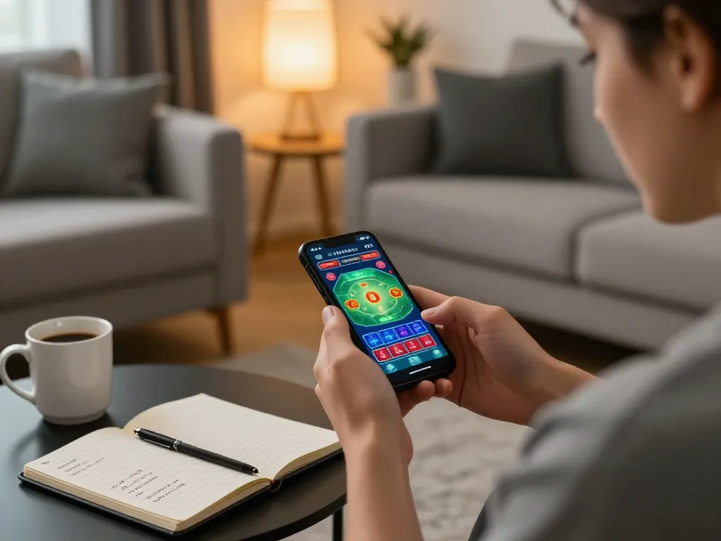 Experience strategic gameplay with MM88 on your smartphone in a cozy home setting.