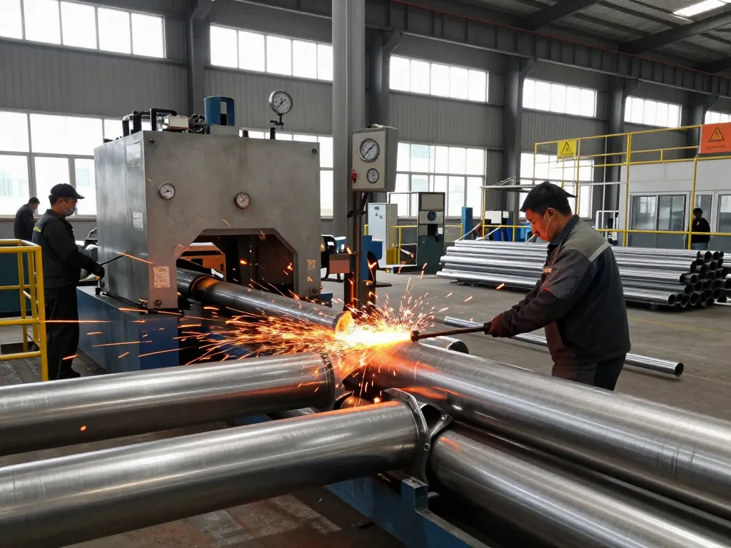 Expert workers at a Sumwin stainless steel manufacturing plant showcasing innovative techniques and safety.