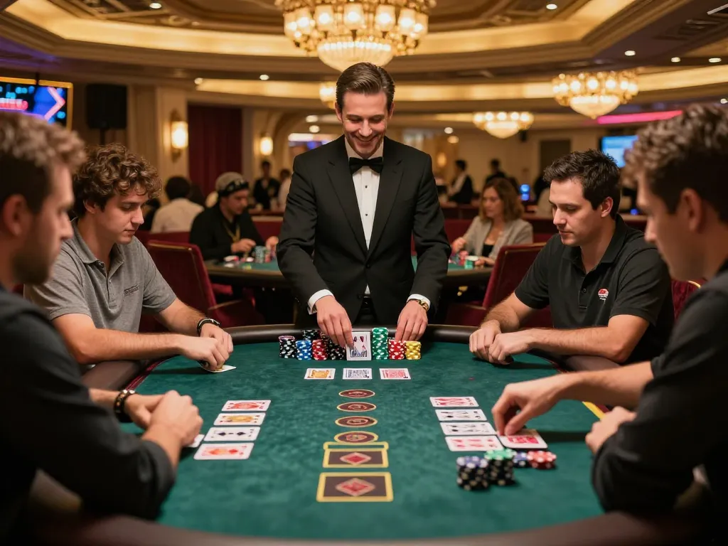 VT88 players engaging in intense blackjack gameplay at a vibrant Las Vegas casino