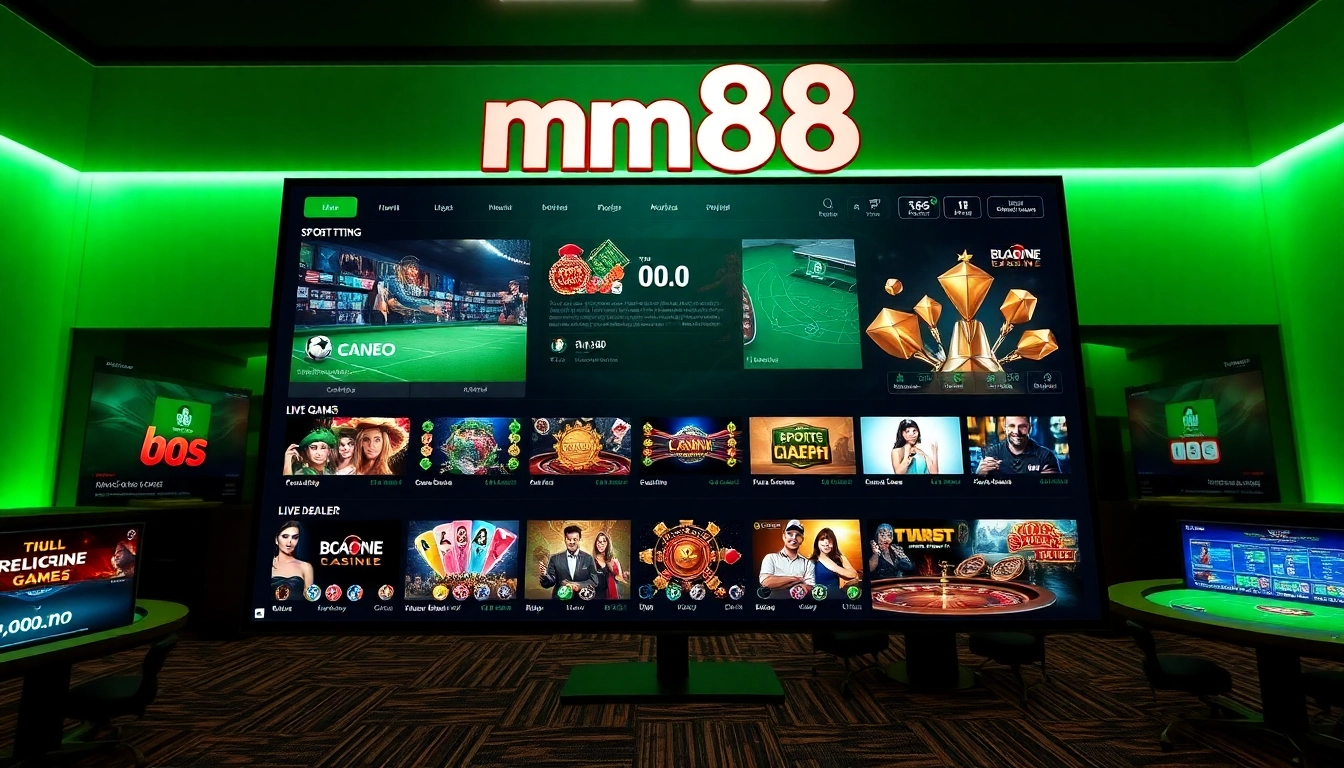 Engaging online gambling interface showcasing mm88 gaming options and security features.