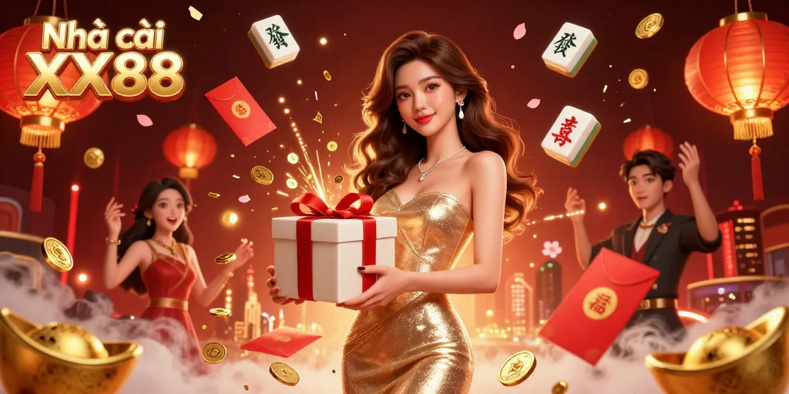 Experience the thrill of gaming at Nhà cái XX88 with vibrant visuals, festive elements, and casino excitement.