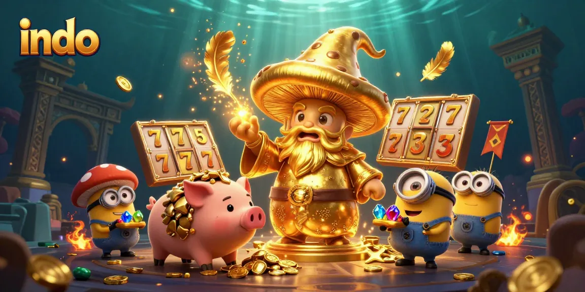 Spin to win with indo's exciting golden wizard capturing magical jackpots in a vibrant casino.