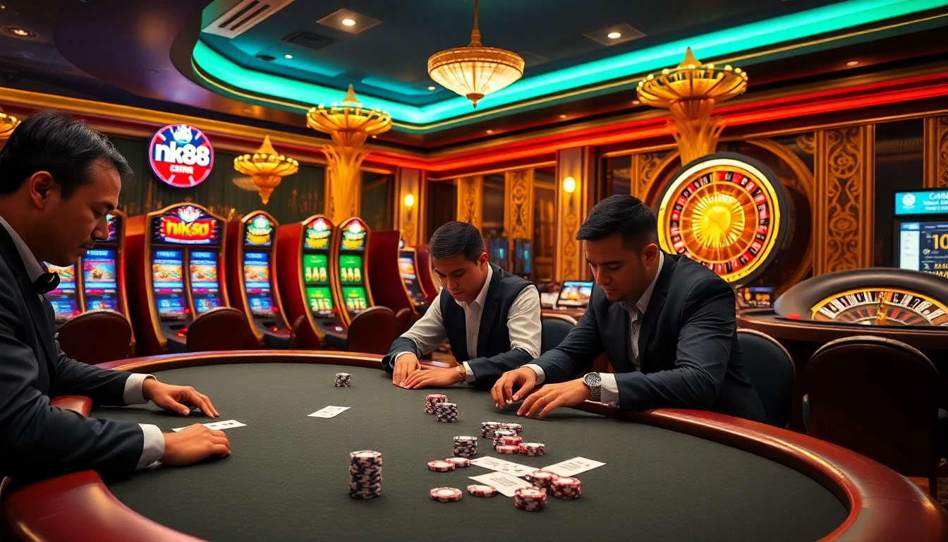 Experience the thrill of nk88 casino gaming at a luxurious poker table.