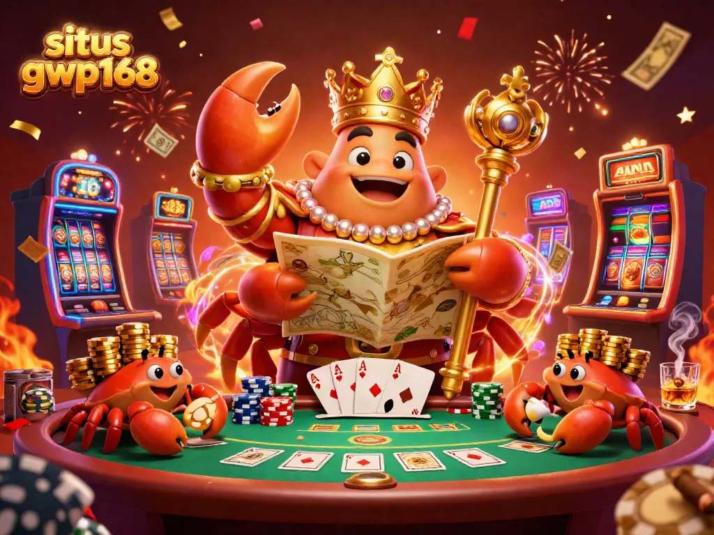 Menangkan jackpot di situs gwp168 dengan simbol karakter laut dan suasana kasino yang meriah.