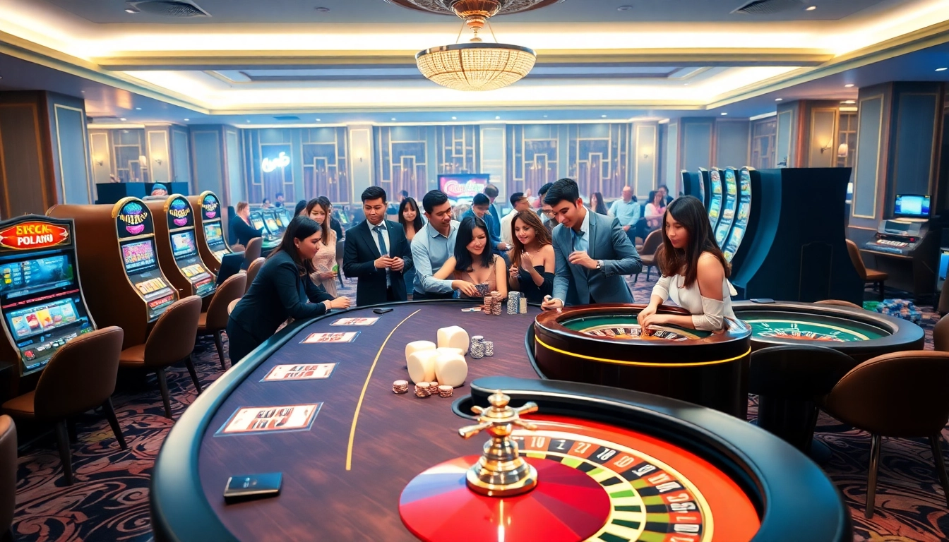 Experience the excitement of vn88 online gambling with vibrant casino tables and dynamic players.