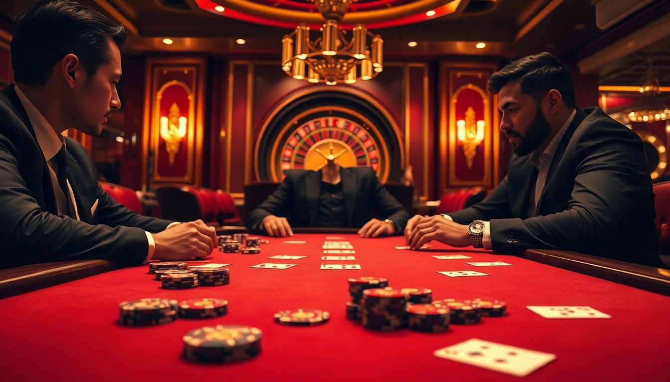 SODO CASINO features an exciting poker game with professional players, showcasing high-quality chips and cards.