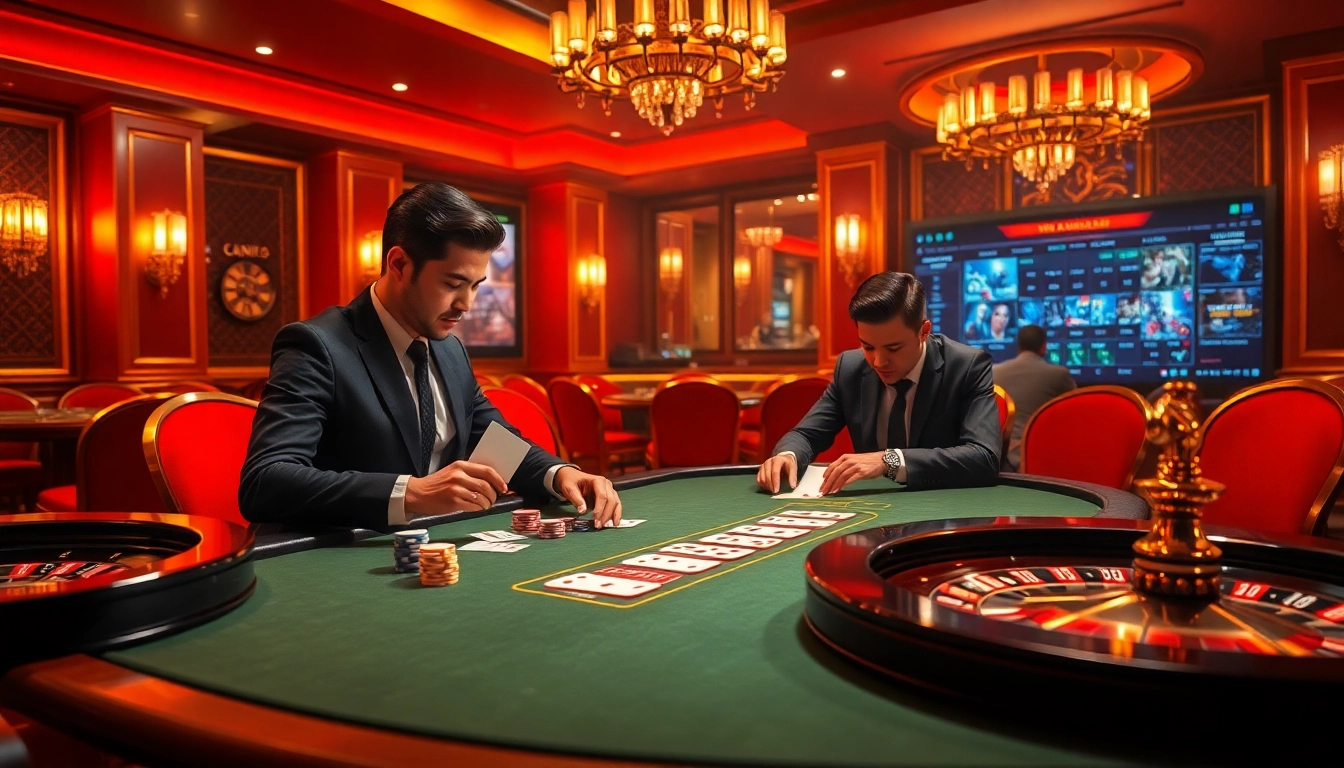 Exciting poker action at trang chủ 789Win casino with professional players and vibrant betting chips.