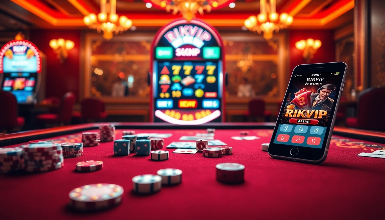 RIKVIP online gambling excitement with dynamic casino elements and vibrant gaming interfaces