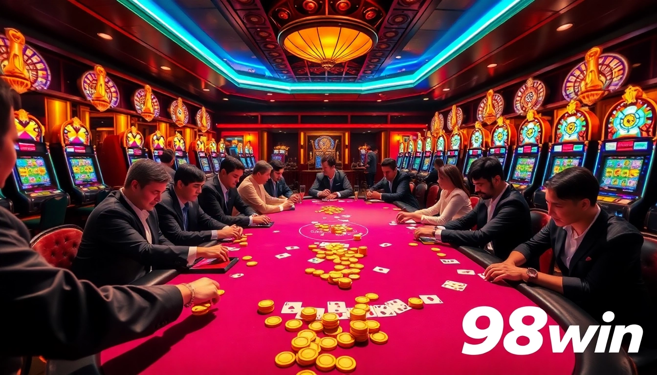 Experience the excitement of 98win with engaging poker action and luxurious casino ambiance.