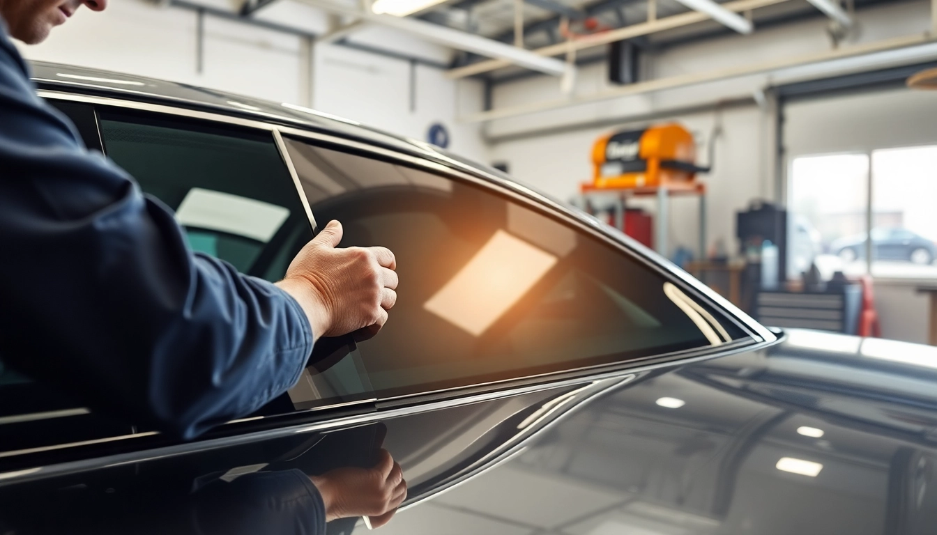 Transforming window tint Chattanooga with expert installation in a bright, professional garage.