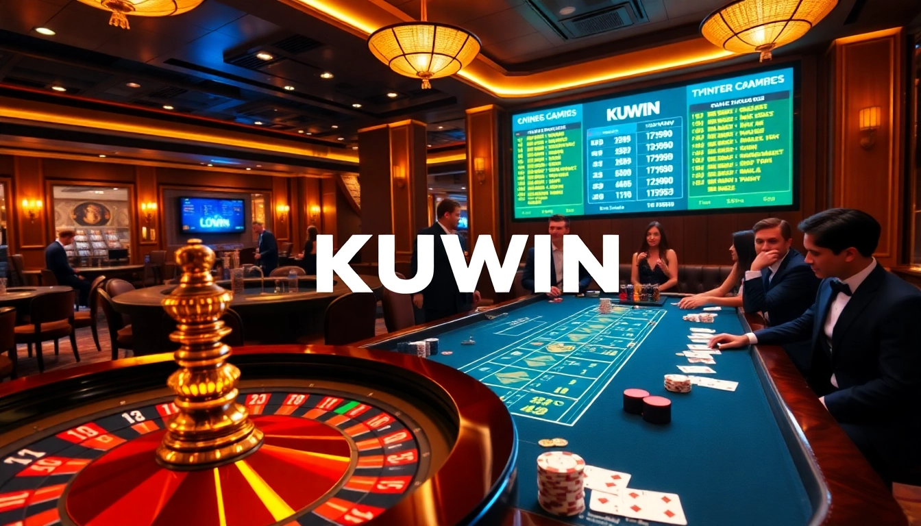 Experience high-stakes action at KUWIN's vibrant casino tables and gaming interfaces.