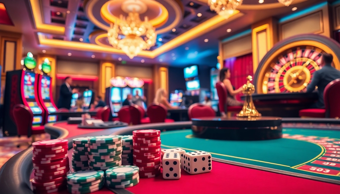 Experience excitement at RR88 with vibrant casino games, poker chips, and roulette wheel.