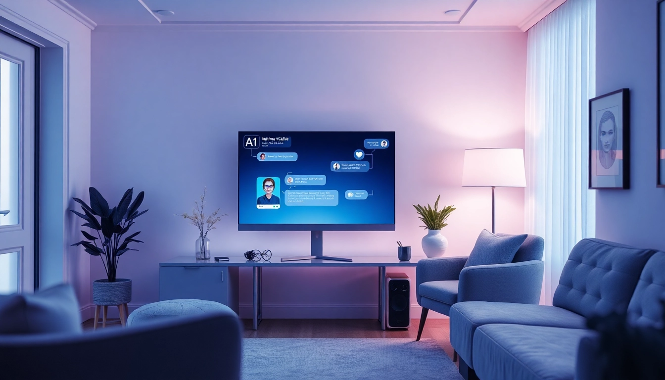 Interaction scene showcasing AI chat porn with a sophisticated interface and inviting ambiance.