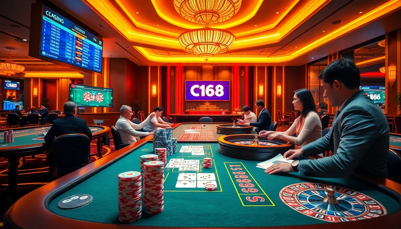 Players enjoy immersive gaming experiences at C168's luxurious casino tables.
