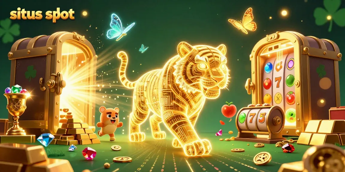Situs slot brings to life a vibrant casino scene with a golden tiger and dynamic symbols.