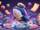 Experience the thrill of debet1 with a vibrant scene of gambling excitement featuring a whale and friends.
