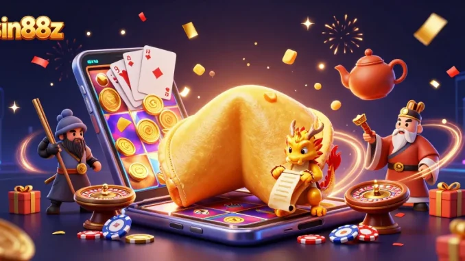 Play engaging slot games with sin88z while winning golden prizes in a vibrant casino scene.