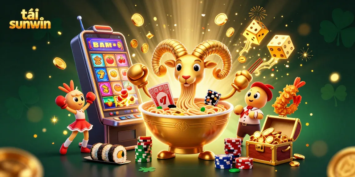 Engage in thrilling gameplay with tải sunwin, where a golden ramen bowl and sushi dealers bring the casino to life.