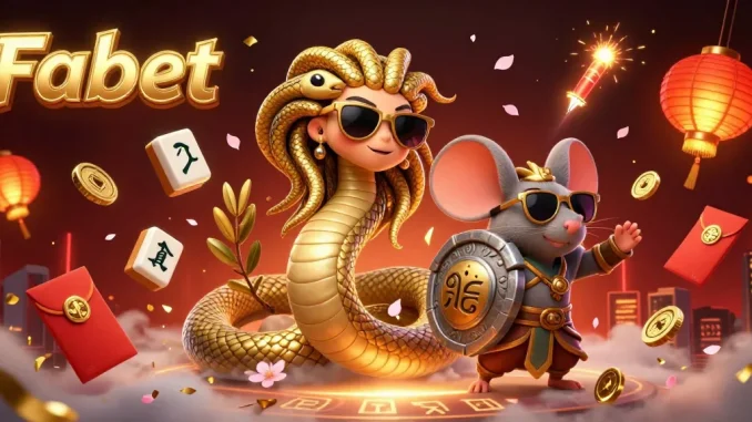 Experience the lively atmosphere of Fabet with a detailed illustration featuring Medusa and golden treasures.
