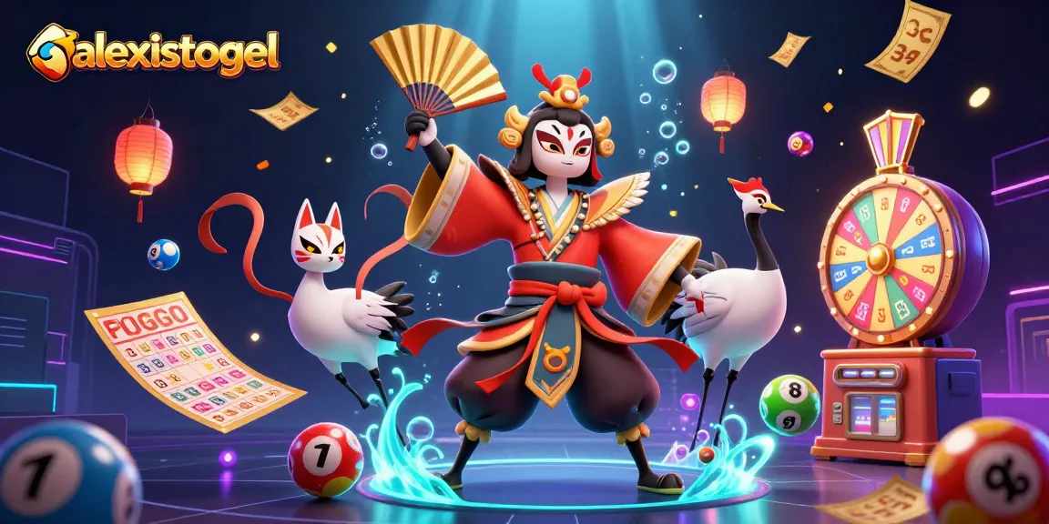 Memenangkan jackpot di alexistogel dengan karakter 3D kabuki dan elemen permainan kasino yang dinamis.
