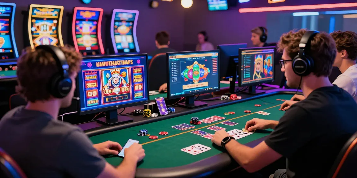 Engaging scene of players exploring new online casino sites on a modern gaming setup.