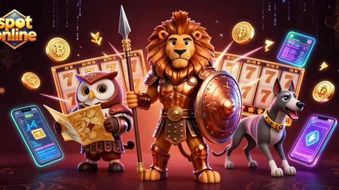Engage in slot online gaming with dynamic 3D characters and vibrant casino elements.