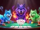 Engage with RR88's thrilling poker excitement led by spectral wolves in a vibrant casino illustration.